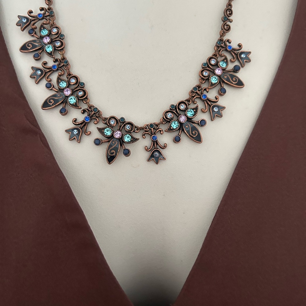 Avon Copper Necklace with Blue and Green Details